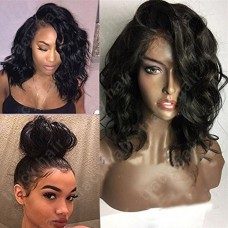 Real Brazilian Virgin Human Hair Wigs Body Wave Lace Front Wig Pre Plucked Black